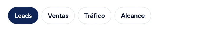 Opciones de objetivo: leads, ventas, tráfico y alcance